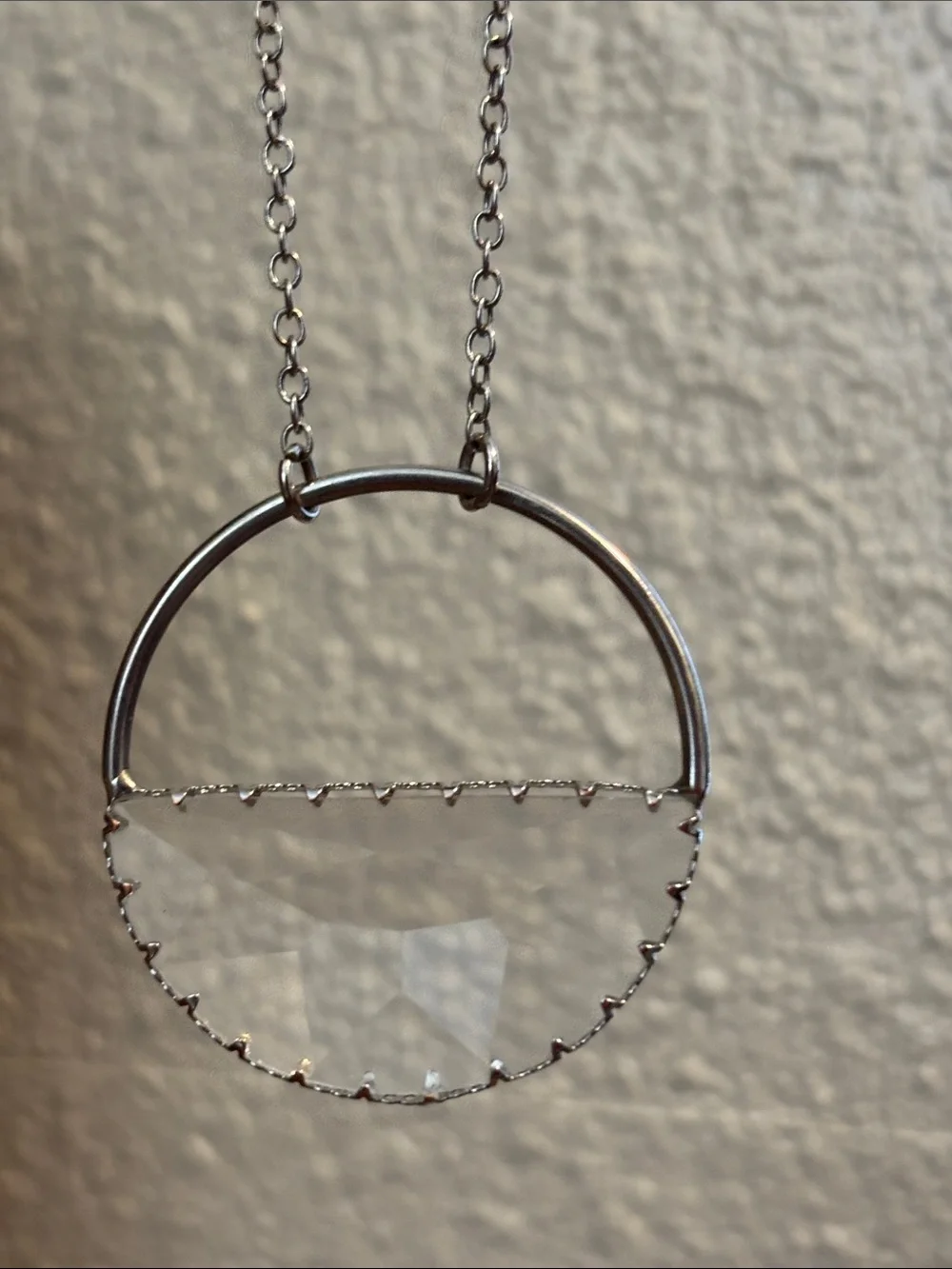 Silver Necklace with Clear Crystal Style Pendant